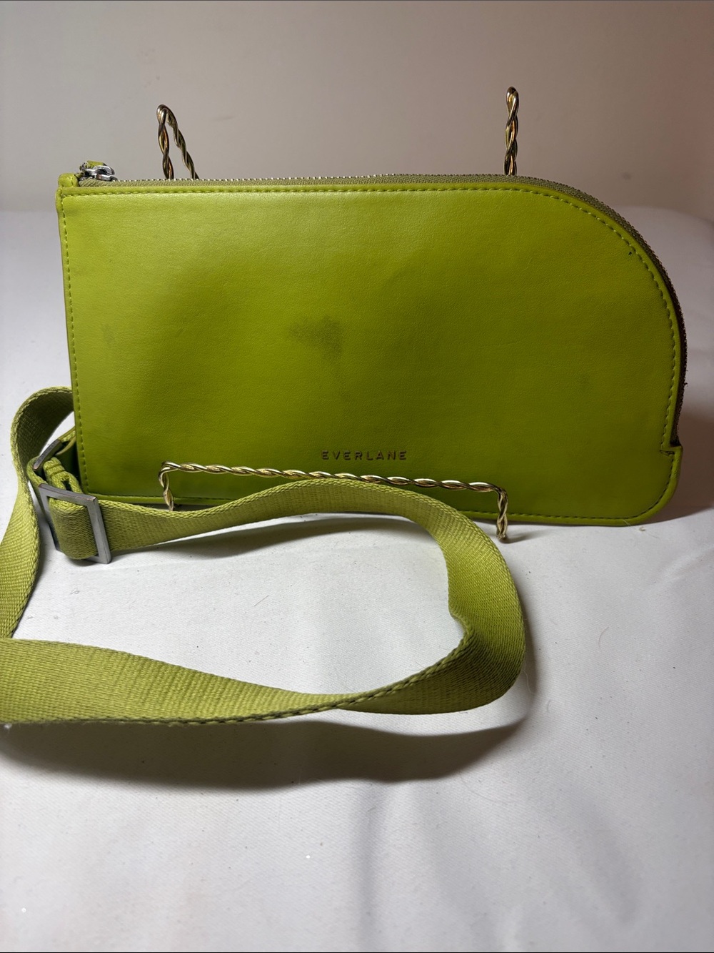 Everlane Green Cactus Leather and Poly Slim Sling Bag